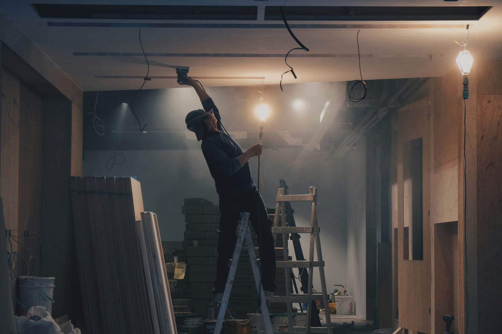Painter working on a residential interior