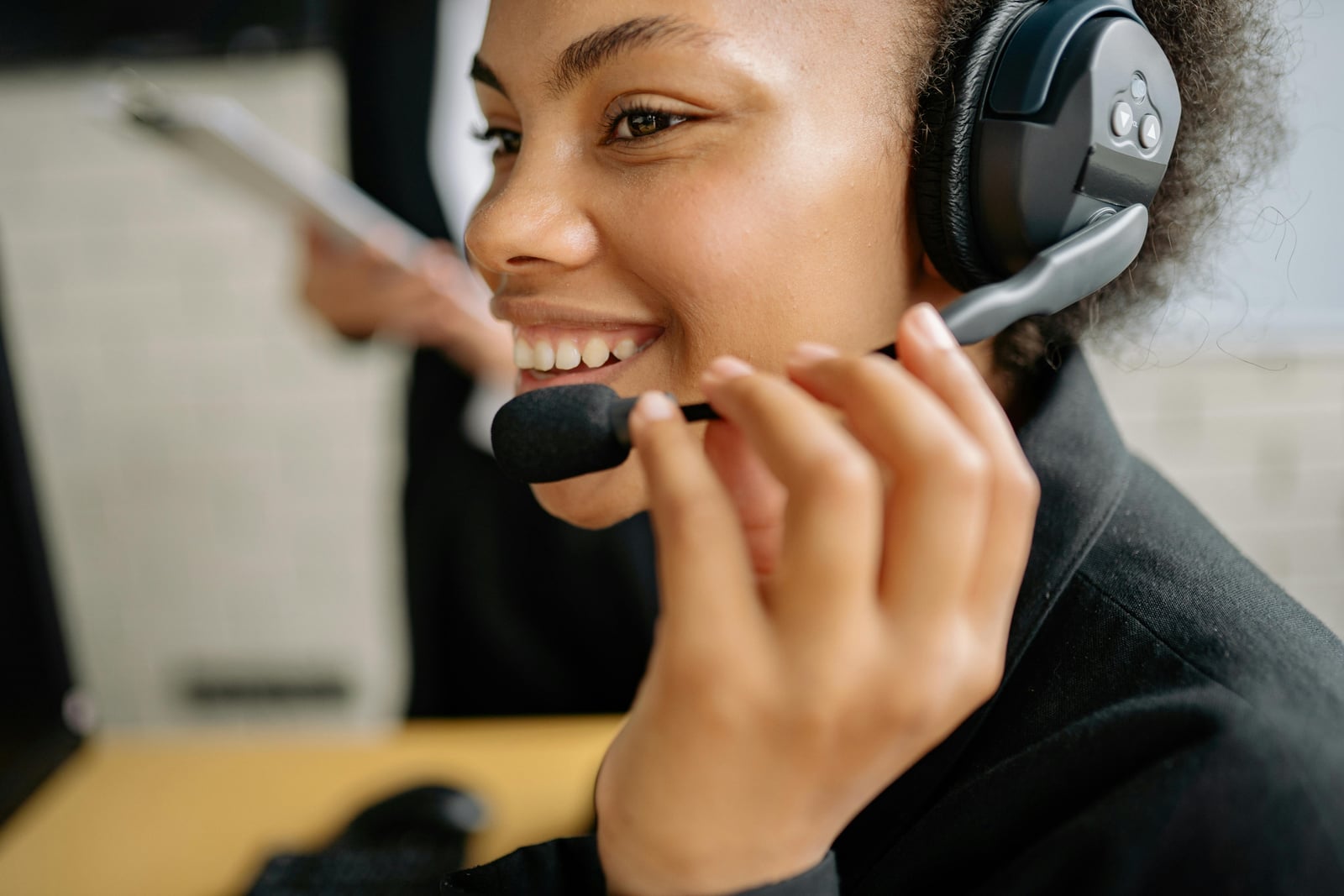 Satisfied customer greeting a service provider